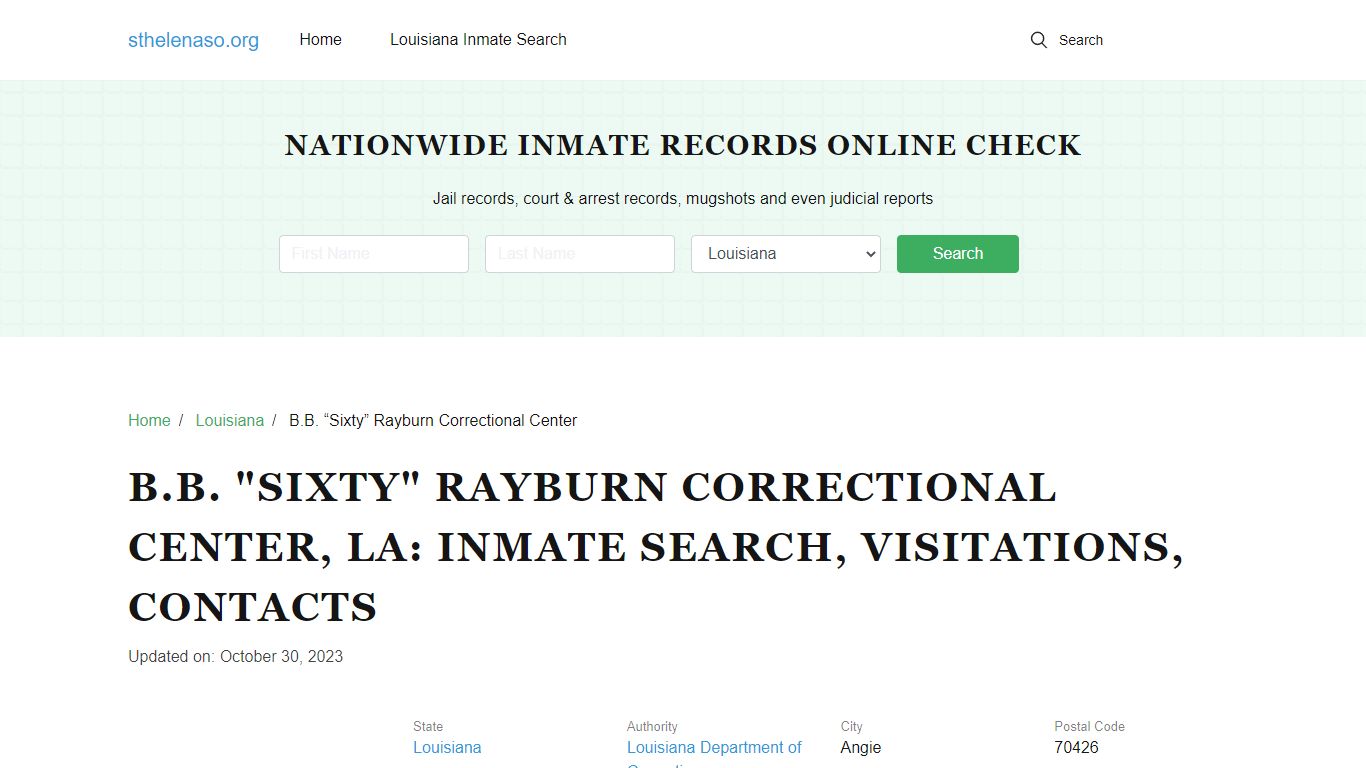 B.B. "Sixty" Rayburn Correctional Center, LA: Inmate Search ...